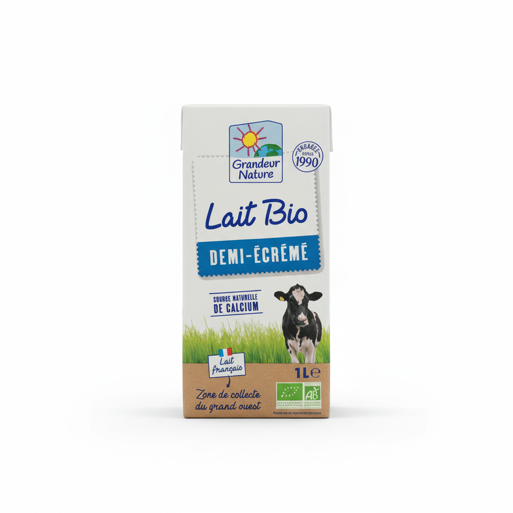 Lait uht 1/2 ecreme brique 1l